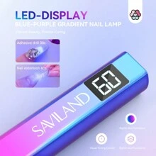 SAVILAND Saviland Lámpara UV para uñas de gel Lámpara de uñas portátil de 16 W con pantalla LCD, mini lámpara UV recargable para uñas, pequeña linterna LED UV para curar pegamento de uñas y puntas de uñas