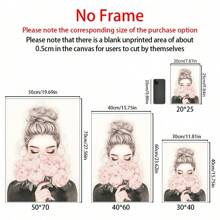 1/4 件女性花卉墙艺术水彩花卉、复古帆布印刷品、手捧鲜花的女性海报、现代抽象女性、帆布墙艺术、女性花卉艺术、女孩房间的审美女性海报、墙壁艺术装饰壁画、家居装饰、海报艺术、帆布墙海报、卧室客厅走廊装饰