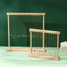 1pc Wooden Necklace Display Stand, Large Size Sweater Necklace Holder, Jewelry Bracelet Earring Display Rack For Tabletop Accessories Storage, Ideal Gift Idea - Log Color - View 1