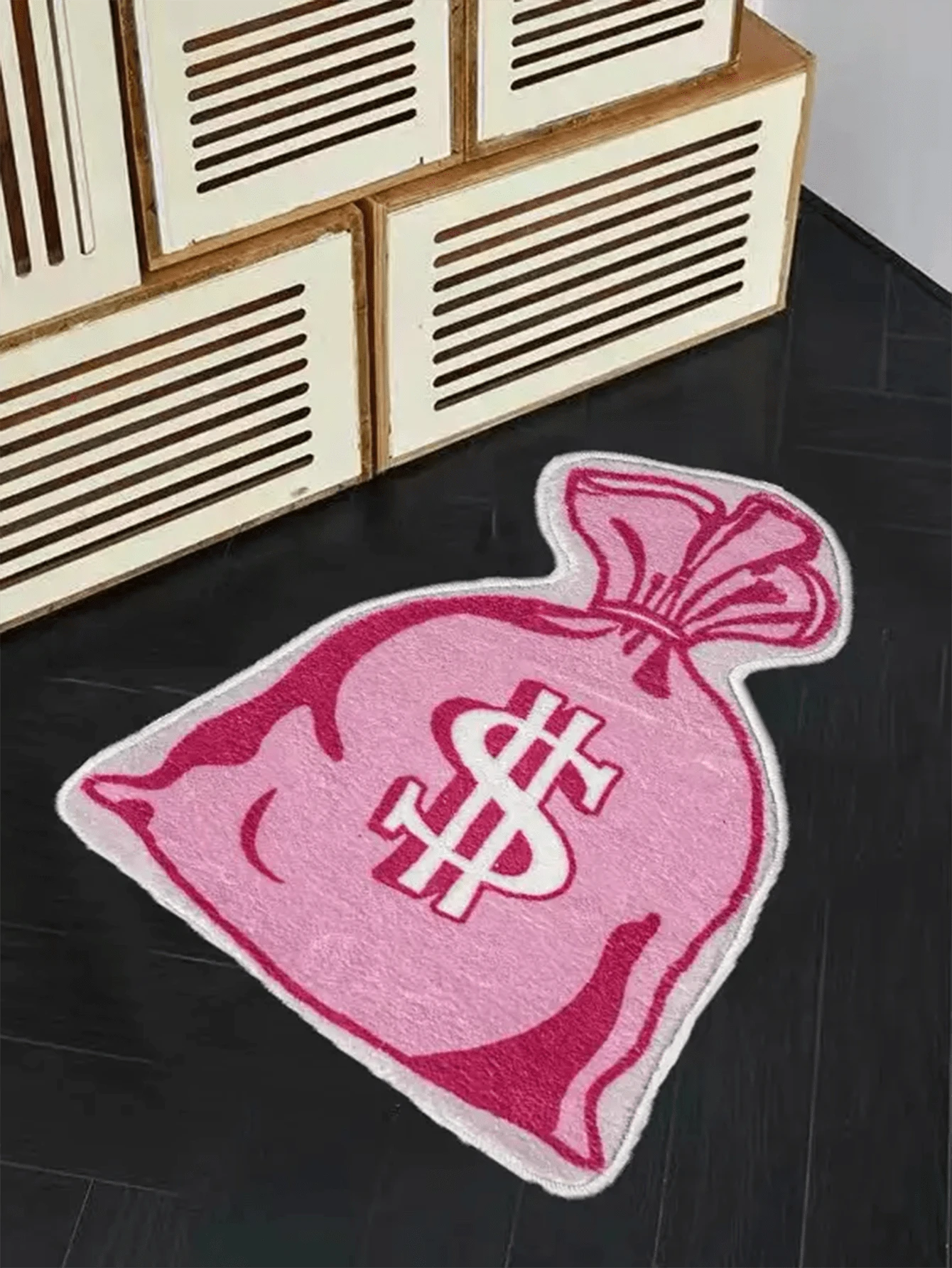 1pc Dollar Sign, Flower & Cloud Design Carpet, Wealth Bag Rug, Creative Personalized Carpet, In-Style, Sweet Girl Carpet, Multi-Functional Fashion Creative Home Carpet, Living Room, Bedroom, Entrance, Kitchen, Bathroom, Game Room, Study, Plush, Furry, Autumn/Winter, Thick/Fluffy - Multicolor - View 1