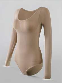 3pcs Women Long Sleeve Unitard - Seamless, Blend Of Nylon & Spandex, Solid Color, Round Neck Athletic Top - Multicolor - View 8