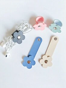 9/6/3/1pc Mixed Color Heart Shaped Cord Organizer, Earphones Headphones Cable Winder Organizer, PU Leather Cable Organizer, Gifts For Men Women Charger Case Office Must Haves Digital Bag Cable Camera Bag Electronic Data Cable Organizer Storage Power Bank Cover For Wallet Travel Camera Bag Women Man Child's Christmas Gifts Essential Teacher Supplies Waterproof Lightweight Large Capacity Portable Accessories,Boho Vibes - New Flower Style - View 3