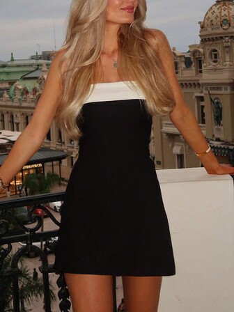 여성 우아한 봄 여름 파티 휴가 나이트 아웃 캐주얼 블랙 새해 튜브 드레스