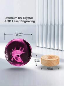 1pc 3D Salamander Laser Engraved Crystal Ball Light, USB Powered Multicolor Night Light, Creative Gift For Girlfriend, Wife, Classmate, Living Room, Bedroom, Bedside