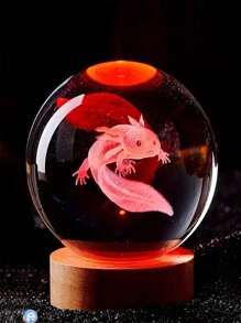 1pc 3D Salamander Laser Engraved Crystal Ball Light, USB Powered Multicolor Night Light, Creative Gift For Girlfriend, Wife, Classmate, Living Room, Bedroom, Bedside