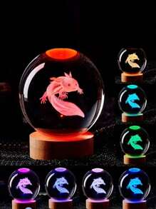 1pc 3D Salamander Laser Engraved Crystal Ball Light, USB Powered Multicolor Night Light, Creative Gift For Girlfriend, Wife, Classmate, Living Room, Bedroom, Bedside