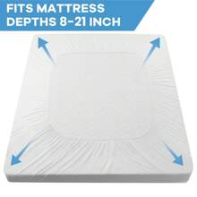 JustLet Mattress Pad Quilted Fitted Mattress Protector Cooling Pillow Top Mattress Cover Breathable Fluffy Soft Mattress