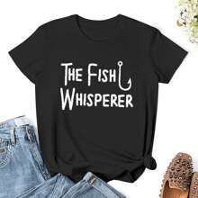 Camisetas casuales de manga corta con cuello redondo y "The Fish Whisperer" para mujer, para usar durante toda la temporada, perfectas para actividades al aire libre y la vida diaria, adecuadas como regalo