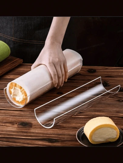 1 Pc Acrylic Cake Roll Setter U-Shape Transparent Fixer,Half Round Thickende,11.81inch Baking Tool For Perfect Cake Rolls,Cake Roll Shaped,Cake Roll Swiss,Suitable For Making Cake Tools For Family Dinners, Swiss Cake Rolls For Parties, And Fixers For Making Holiday Cakes, Suitable For Valentine's Day, Wedding Parties,Christmas Gifts,Birthday Gifts, Party Essential Tools, Festival Essential Tools.