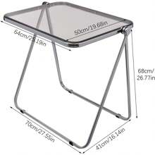 CNCEST Mesa plegable para TV, mesa plegable de acrílico transparente, bandeja de mesa plegable de acrílico, escritorio pequeño sin montaje necesario, escritorio plegable pequeño para oficina en casa, escritorio pequeño plegable para computadora para espacios reducidos (Gris/Tostado/Blanco/Transparente) - Gris - Ver 4