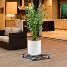 kangten 16" X 16" Rolling Plant Stand  Max 150 Lbs, Movable Plant Tray, Lockable Flowerpot Tray Rack W/ 4* Universal Wheels - 40*40*8cm/16*16*3.15inch - View 6