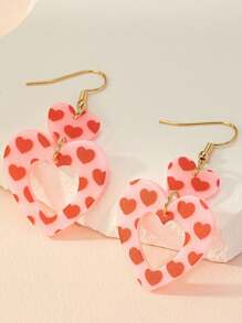 1 para kreatywnych, słodkich, dziewczęcych, różowych, asymetrycznych, akrylowych kolczyków w kształcie serca na Walentynki