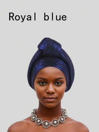1pc 2024 African Multi Layer Edge Scarf - Fashionable Women's Polyester Fiber Headscarf, Traditional Style Turban Cap Hair Sleep Cap