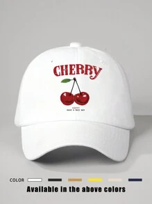 1 Pc Cherry Print Adjustable Baseball Cap, Outdoor Sun Protection Casual Hat Suitable For Spring, Autumn, Travel, Beach, Y2K Style Youth Cap - Baseball Cap - View 10