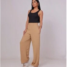 Women Pants - 米色 - 查看 4
