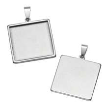 5 pièces de réglages de pendentif en acier inoxydable carré avec cabochons, montures vierges pour cabochons pour la fabrication de bijoux DIY colliers, boucles d'oreilles, artisanat