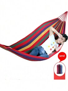 1pc-260CM Thick Canvas Hammock, Outdoor, Home, Travel, Camping Anti-Rollover Outdoor Single Hammock Swing