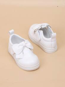 春秋新款宝宝女童蝴蝶结防滑软底儿童帆布鞋 - 白色 - 查看 6