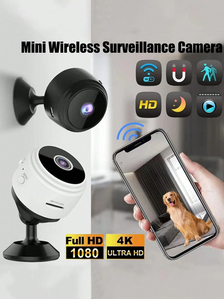 全新无线宠物监控摄像头，家用，夜视，连接手机，室内宠物（狗、猫）WiFi 监视器，吸盘，无需钻孔