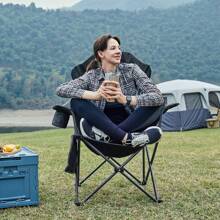 Folding Camping Chair High Back, Padded Lawn Chair, Portable Outdoor Chair For Adults, Supports 350 Lbs, Blue - Blue - View 2