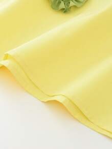 Young Girl Cute Applique Colorblock Casual Dress For Summer - 綠色 - 查看 5