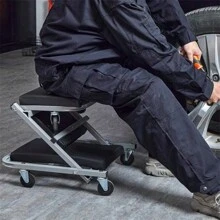 2-In-1 Crawler, 36-Inch (About 35.98inch) Z-Shaped Crawler Seat, 300 Pounds (About 149.7kg) Capacity Garage Chair Adjustable Rolling Folding Car Crawler With 6 2.5-Inch (About 2.52inch) Wheels Garage Chairs With Adjustable Roller Folding Car Crawlers/Seat Wheels, Mechanical Crawlers, Used For Car Maintenance