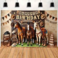 1PC Vintage 3D Horse Pattern Polyester Photography Background Party Banner, Party Supplies, Party Decorations, Suitable For Festivals And Party Decorations Suitable For Various Celebrations, Indoor And Outdoor Decoration Background Cloth, Photography Studio Background Cloth, Reusable, Multi-Function, Multi-Size.