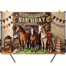 1PC Vintage 3D Horse Pattern Polyester Photography Background Party Banner, Party Supplies, Party Decorations, Suitable For Festivals And Party Decorations Suitable For Various Celebrations, Indoor And Outdoor Decoration Background Cloth, Photography Studio Background Cloth, Reusable, Multi-Function, Multi-Size.