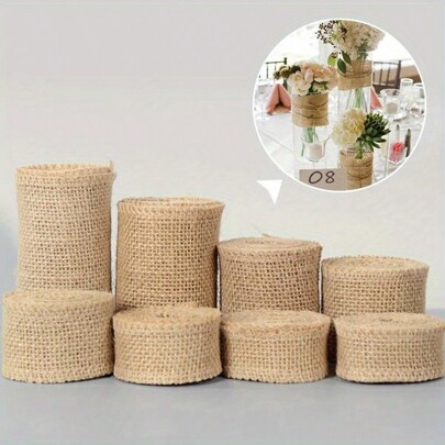 2m/Roll Jute Rope Linen Ribbon, Handmade Gifts Packaging Lace, Wedding Party Decoration, DIY Crafts Wrapping Costume Accessories