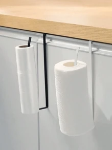 2 Stücke selbstklebende Edelstahl Küchenrollenhalter, wandmontiert, geeignet für Küche, Arbeitsplatte, Schrank, Badezimmer, schwarz, ohne Bohren erforderlich