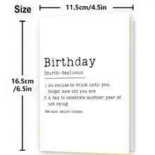 Tarjeta de cumpleaños divertida con definición - Feliz Cumpleaños | Envejecer y borracho | Tarjeta de humor sarcástico para amigos, hermana, hermano