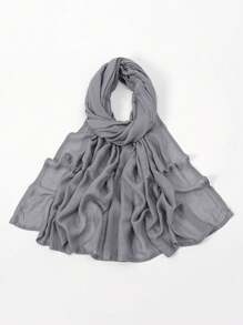 1 件女士穆斯林宽边人造丝围巾，纯色头巾披肩头巾，长款适合日常祈祷和户外 - 純色頭巾 - 查看 17