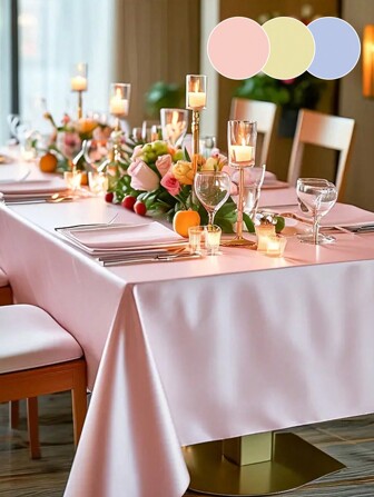 1 件缎面纯色桌布，可水洗婚礼/派对/餐厅/户外野餐装饰布情人节