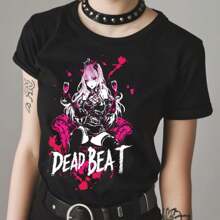 Anime Gothic Pin Up Girl Tshirt, E-Boy E-Girl Grunge Clothing Manga Shirt, Scenecore Fashion Webcore Tee Gifts For Men Women - màu đen - Xem 1