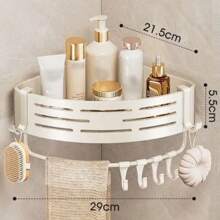 1 Piece Bathroom Storage Patch/Suction Cup Triangle Storage Rack Toilet Supplies Storage Punch-Free Wall-Mounted Bathroom Rack