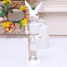 Easter Bunny Figurines Scepter Design Resin Rabbit Statue Easter Bunny Decor For Home Holiday - White - View 5