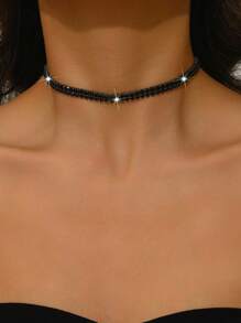 1 件欧式双链水晶项链，女士婚礼派对珠宝，女朋友情人节礼物，妈妈，母亲，母亲节，礼物 - 項鍊 - 查看 1