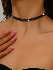 1 件欧式双链水晶项链，女士婚礼派对珠宝，女朋友情人节礼物，妈妈，母亲，母亲节，礼物 - 項鍊 - 查看 9