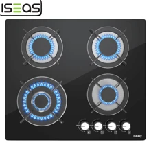 IsEasy 60cm Built-In Gas Hob Glass Hob Gas Cooker 4 Burners LPG/Propane Leak Protection