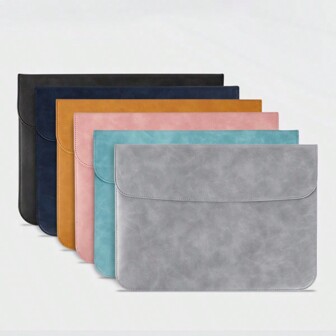 PU Leather Laptop Sleeve Case Envelope Style For 14-Inch Pro, 16-Inch Laptop, 13-Inch Tablet, Business Briefcase, Unisex