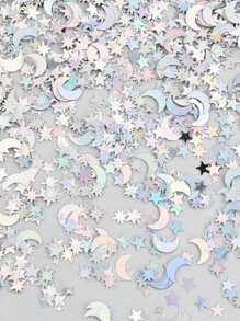 1 bolsa/15g Confeti con estrellas y lunas, confeti brillante, confeti metálico dorado y plateado, con estrellas, lunas, lentejuelas, para bodas, fiestas, regalos, decoración, manualidades, bricolaje