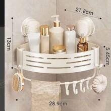 1 Piece Bathroom Storage Patch/Suction Cup Triangle Storage Rack Toilet Supplies Storage Punch-Free Wall-Mounted Bathroom Rack