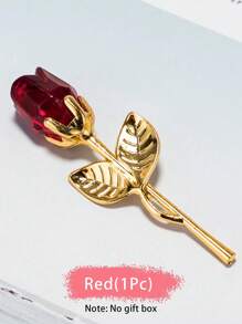 1Pc Crystal Red Rose Gift,Artificial Flower Rose With Silvery Leaves Flower,Unique Gift,For Women On Thanksgiving Day,Wedding,Anniversary,Valentine's Day, Centerpieces,Party/Rama Decor.