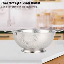 3 Quart Stainless Steel Colander With Handle,  Kitchen Food Strainer Basket For Pasta, Spaghetti, Berry, Fruit, Vegetable - Silver - View 11