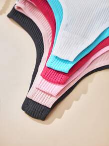 6 chiếc quần lót lọt khe lưng thấp họa tiết chữ cái, lưng thun mềm mại và thoải mái, thời trang gợi cảm - Nhiều màu - Xem 5