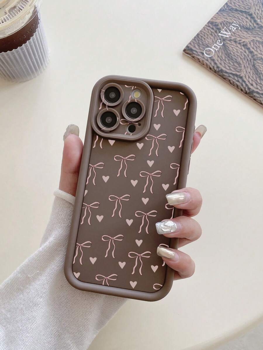 1 carcasă de telefon cu design în formă de inimă, rezistentă la șocuri, culoare maro cafea, pentru cameră, compatibilă cu 11 Pro Max/12 Pro Max/13 Pro Max/14 Pro Max/15 Pro Max/16 Plus/16 Pro Max, Galaxy A55/A15/S24 Ultra, Redmi, OPPO/Realme, VIVO, Infinix, Honor, OnePlus, impermeabilă, anti-cădere, rezistentă la zgârieturi