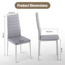 OYAJIA Set Of 6 Modern Dining Chairs Kitchen Chair Faux Leather With High Back And Metal Legs Grey - Grey - View 11