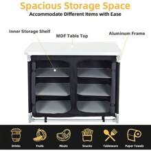 Folding Camping Storage Cabinet Portable Camping Kitchen Unit With Aluminium Frame 1 X Double Cabinet Black 100 X 50 X 80cm - Black #2 - View 2