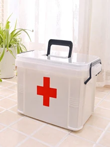 1 pezzo Scatola portatile per medicinali familiare trasparente