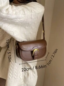 复古时尚女士百搭马鞍包，休闲单肩斜挎方形迷你包通勤包